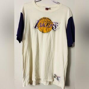 Men's Los Angeles Lakers Mitchell & Ness Cream Color Block T-Shirt